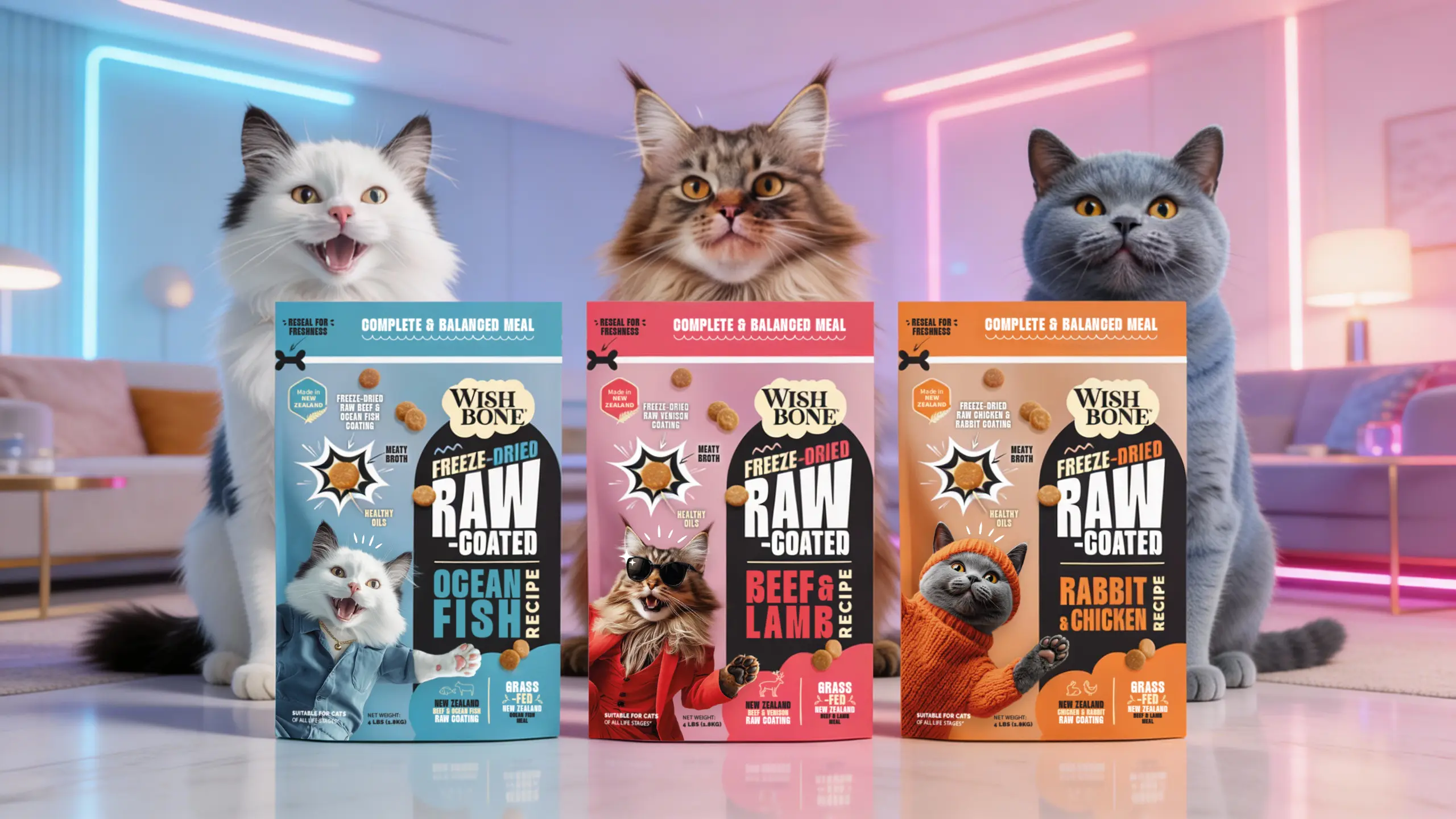 Wishbone — gamme chats en situation