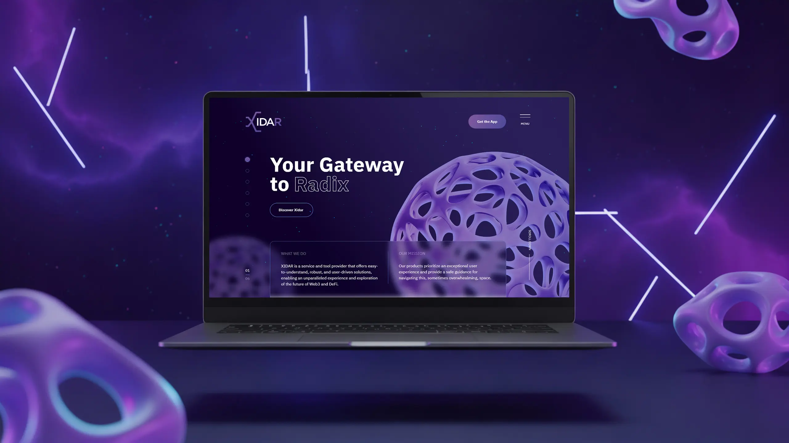 Xidar — site web « Your Gateway to Radix » sur ordinateur portable